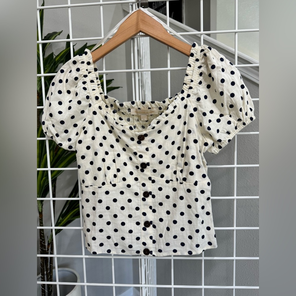 Blue polka dot crop top size small NWT